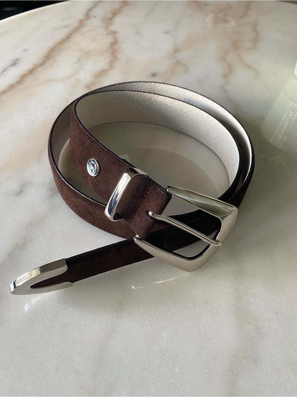 House of Harlow Brown Suede Leather Belt with Silver Buckle
